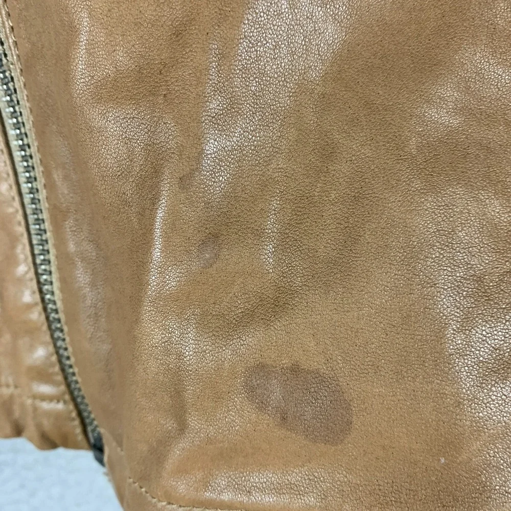 June Moto Jacket Women Small‎ Leather Brown Anthropologie